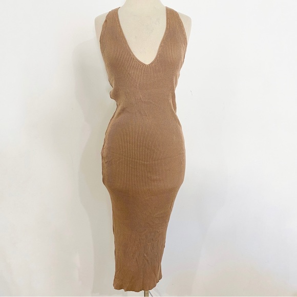 American Apparel Dresses & Skirts - NEW American Apparel nude knit cross back dress
